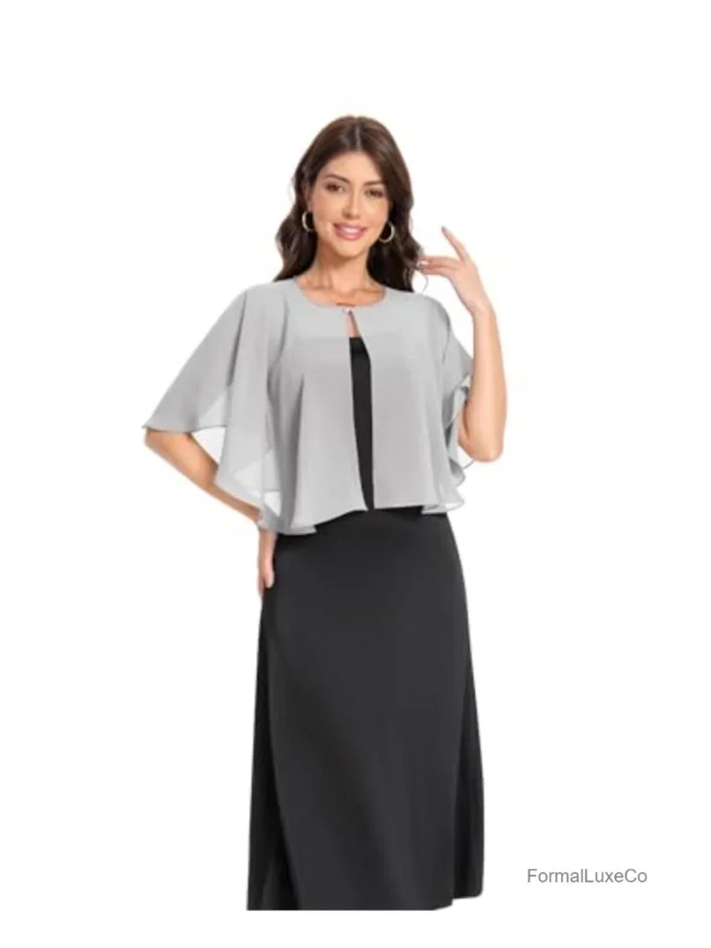 Elegant Chiffon Capelet Shawl Wrap Women Bridal Party
